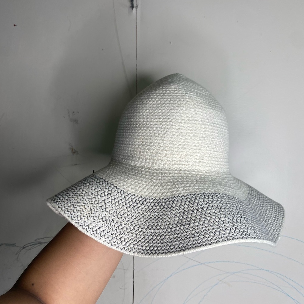 J. Crew White and Gray Woven Hat
